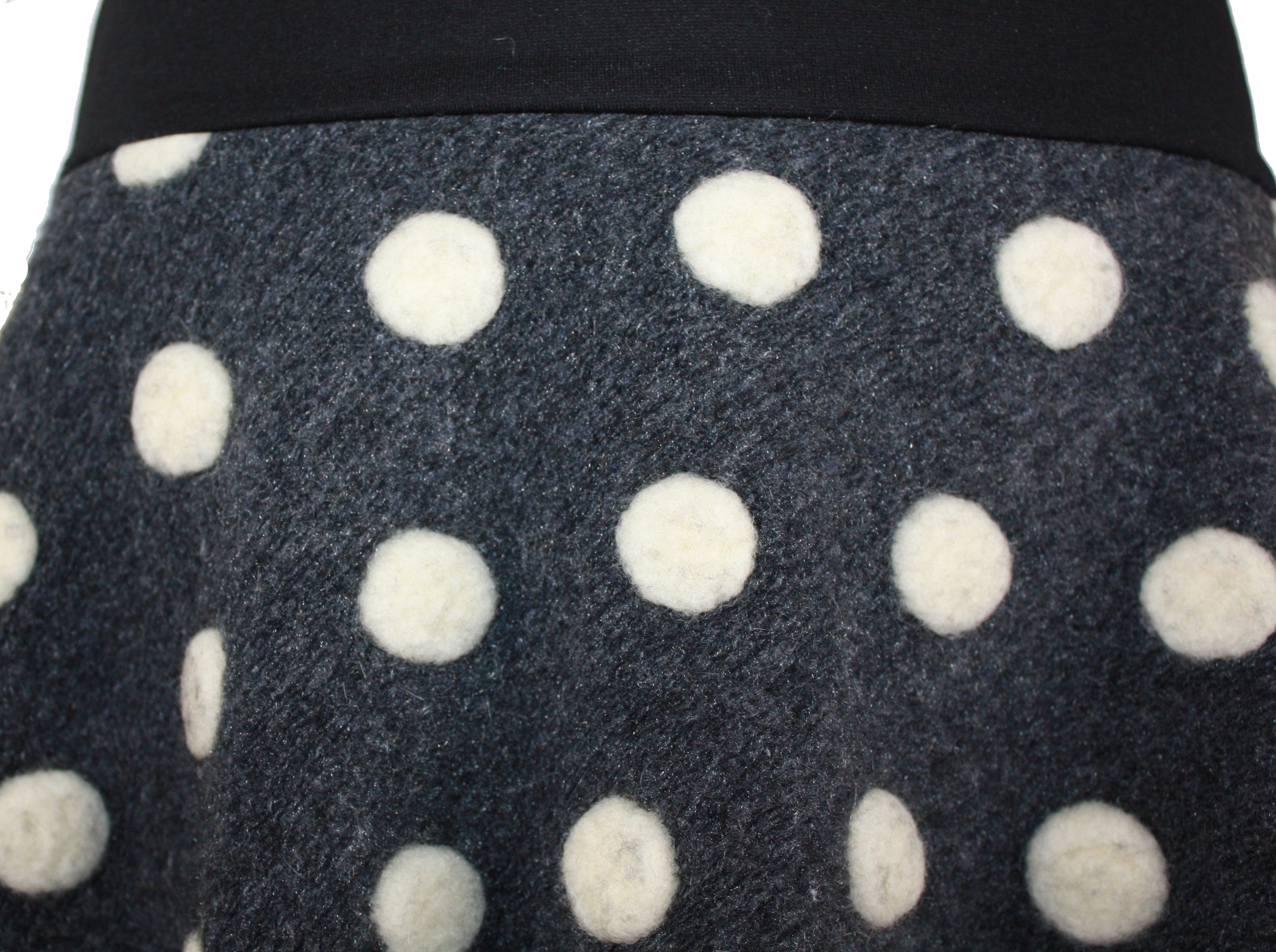 dunkle design Strickrock Wolle gewalkt Petrol Anthrazit Dots Elastischer Bund