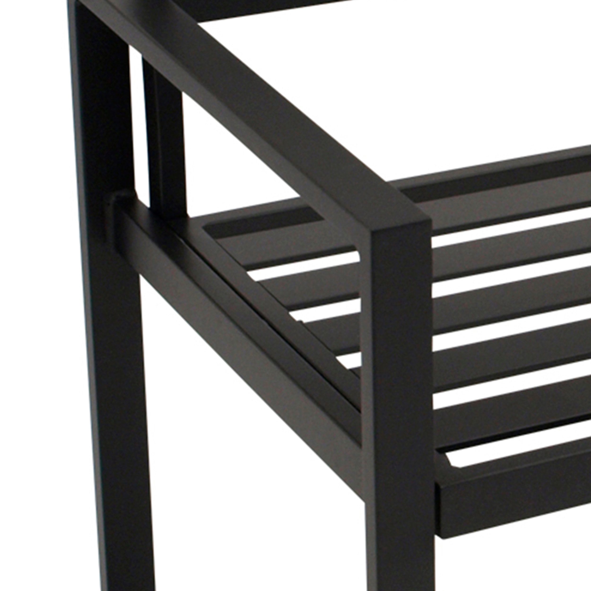 TPFGarden Gartenbank CREWE (Holzbank 2-sitzer im modernen Design aus Aluminium, Robuste und gemütliche Outdoor Bank schwarz), Hochwertige Bank mit den Maßen (BxHxT): 122 x 87 x 59 cm