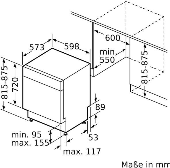 SMU4EVS10E, Maßgedecke 13 BOSCH Unterbaugeschirrspüler,