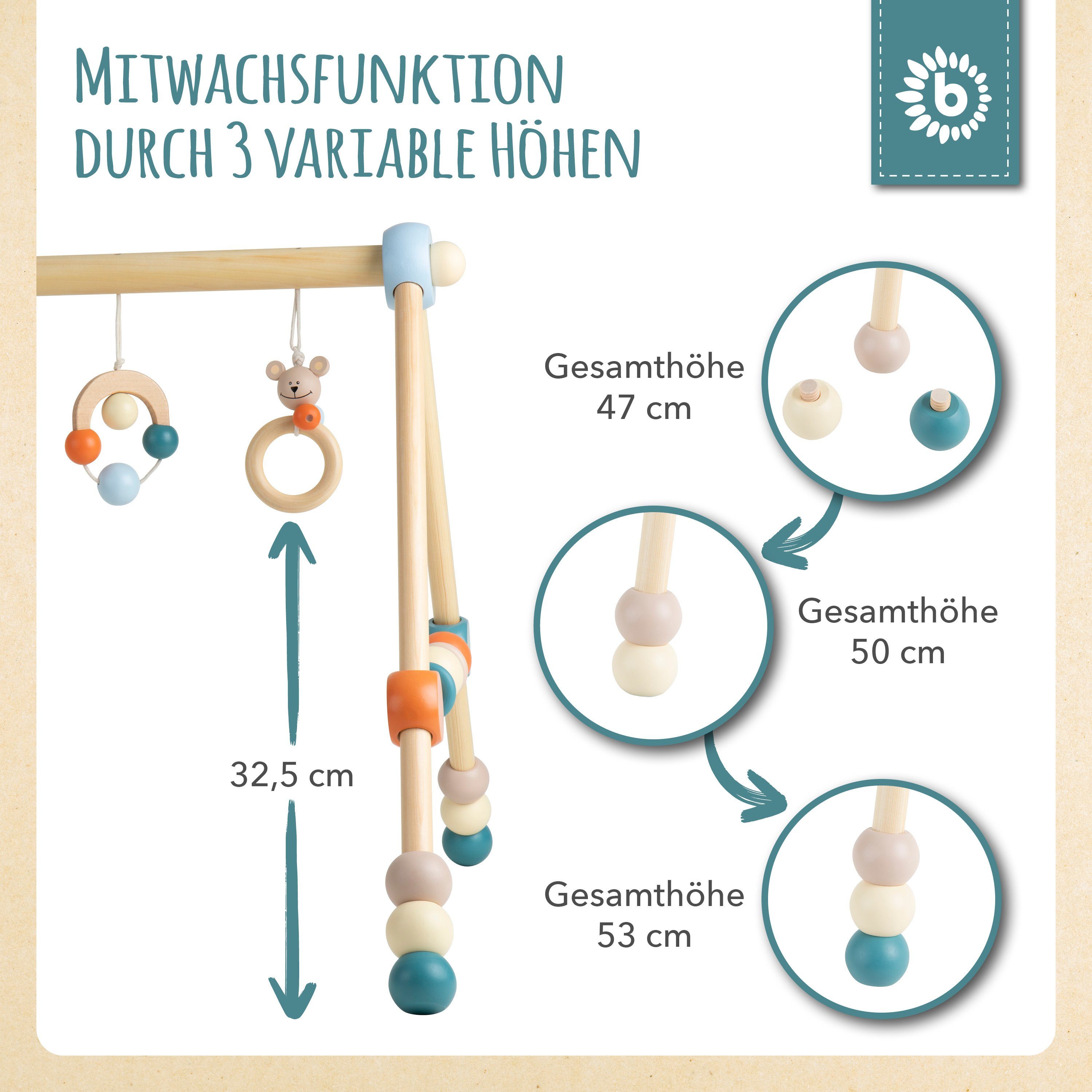 BIECO Baby Gym Bieco Spieltrapez höhenverstellbar Spielbogen Baby Holz