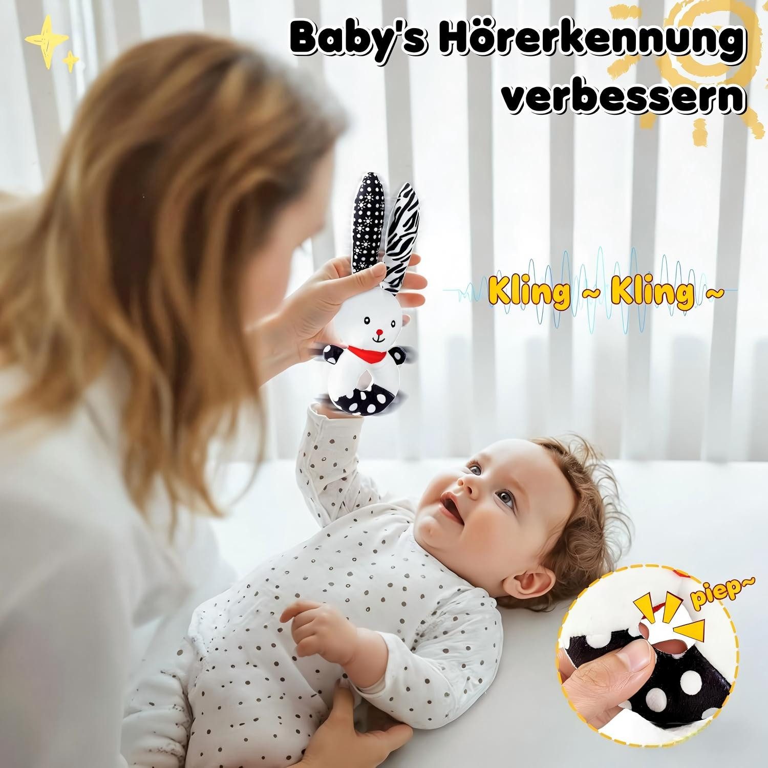 POPOLIC Lernspielzeug Kontrastkarten Baby - 29 Pcs Montessori Baby Spielzeug 0-12 Monate (0 3 6 12 Monate Neugeborenen Spielzeug, Schwarz Rot Babys Stoffbuch mi – Bild 4 von 5