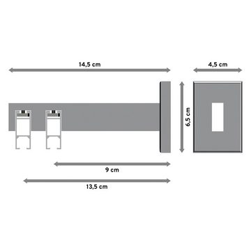 Gardinenstange Smartline Conex, INTERDECO, 2-läufig, 14x35 mm, eckig, Wandmontage, Weiß / Chrom