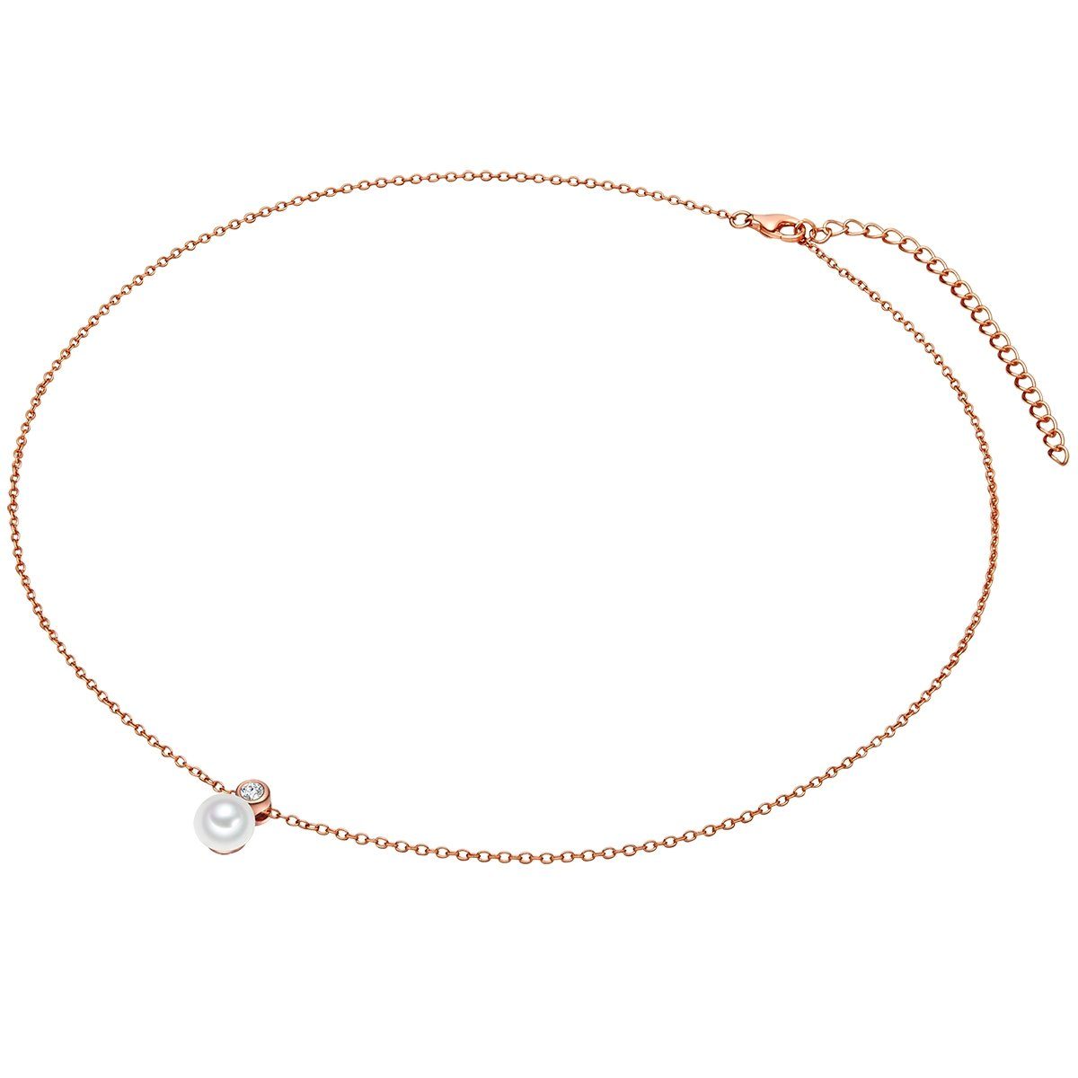 Valero Pearls Silberkette roségold, mit Süßwasser-Zuchtperlen