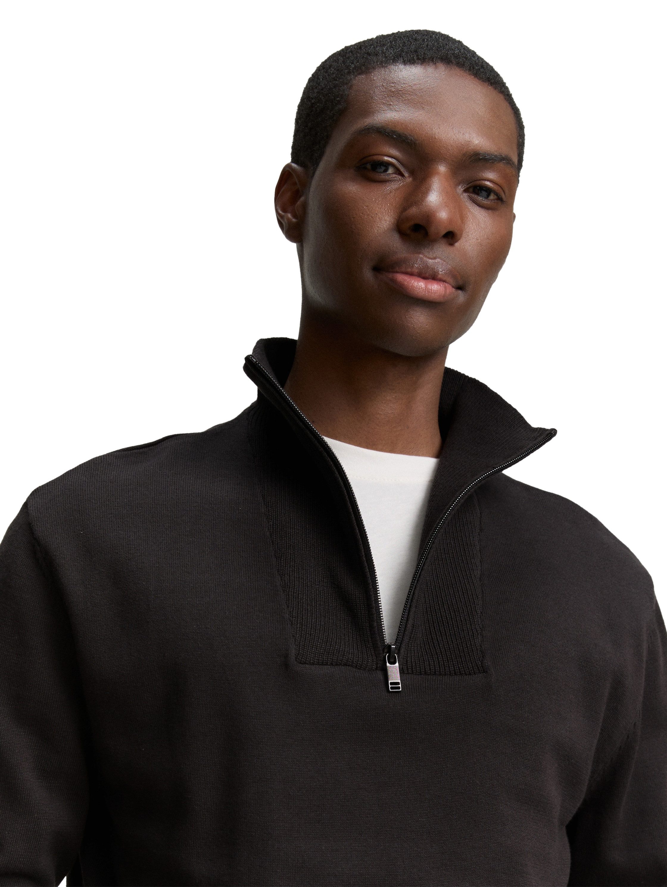 TOM TAILOR Denim Strickpullover mit Rippbündchen