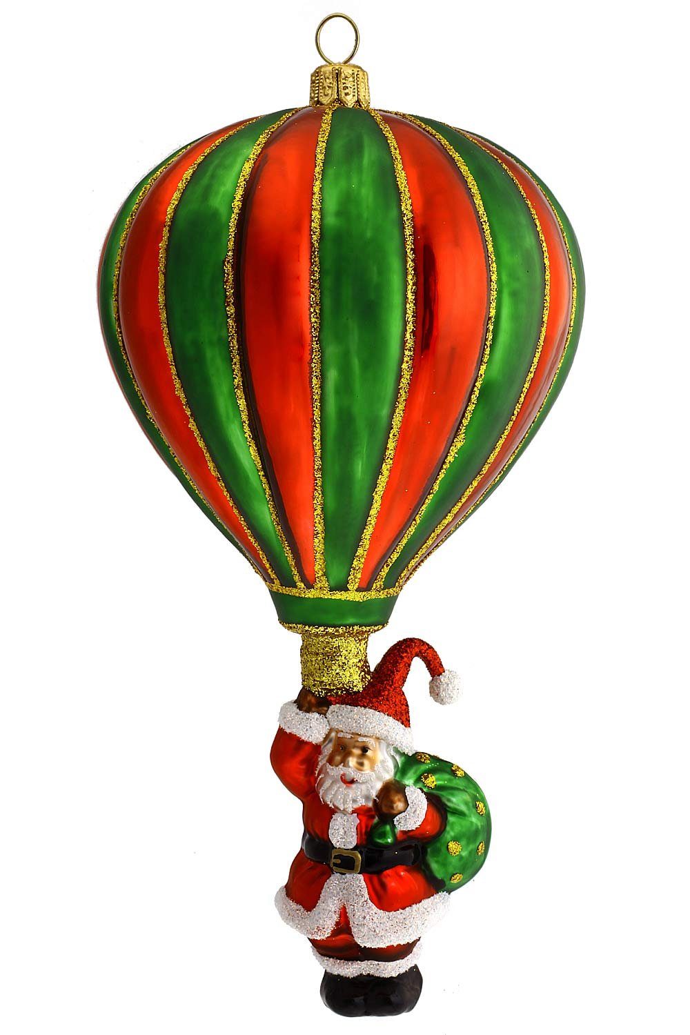 - mit handdekoriert Santa, Hamburger - Christbaumschmuck Weihnachtskontor Heißluftballon Dekohänger mundgeblasen