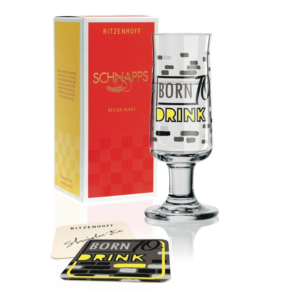 RITZENHOFF Bicchiere Da Schnapps 40 Ml - Serie Heldenfest, Motivo Barba N.9, Decorazione In Rame, Fatto A Mano In Germania, Vetro Di Cristallo