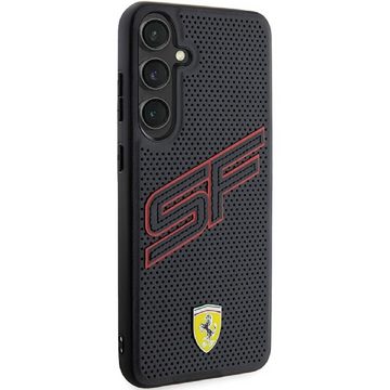 Ferrari Handyhülle Case Galaxy S24 Plus Logo Metall gelocht schwarz rot gelb 6,7 Zoll, Kantenschutz