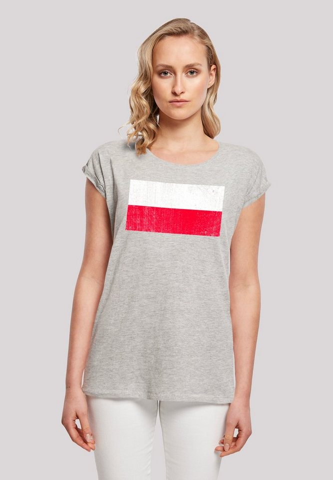 F4NT4STIC T-Shirt Poland Polen Flagge distressed Print, Das Model ist 170  cm groß und trägt Größe M