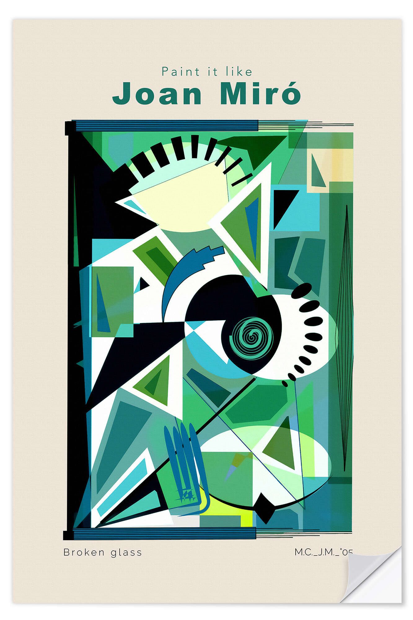 Posterlounge Wandfolie Exhibition Posters, Joan Miró - Broken glass, Wohnzimmer Malerei