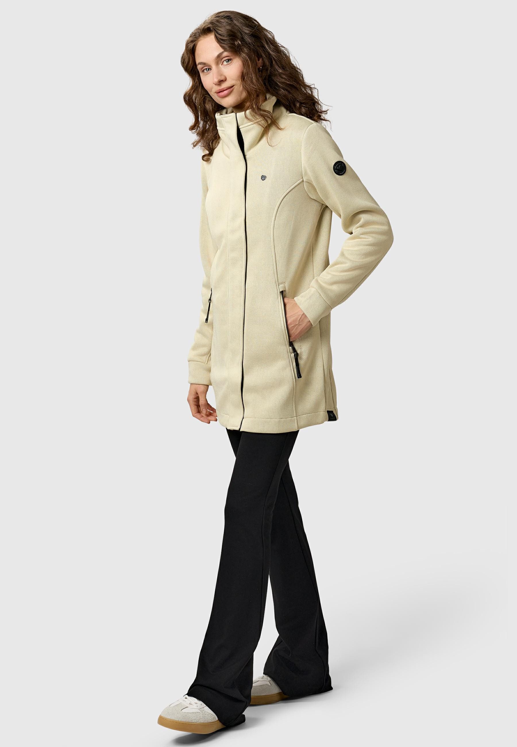 Ragwear Sweatjacke Letrice Bonded Elegante Zip-Jacke mit hohem Kragen in Feinstrickoptik