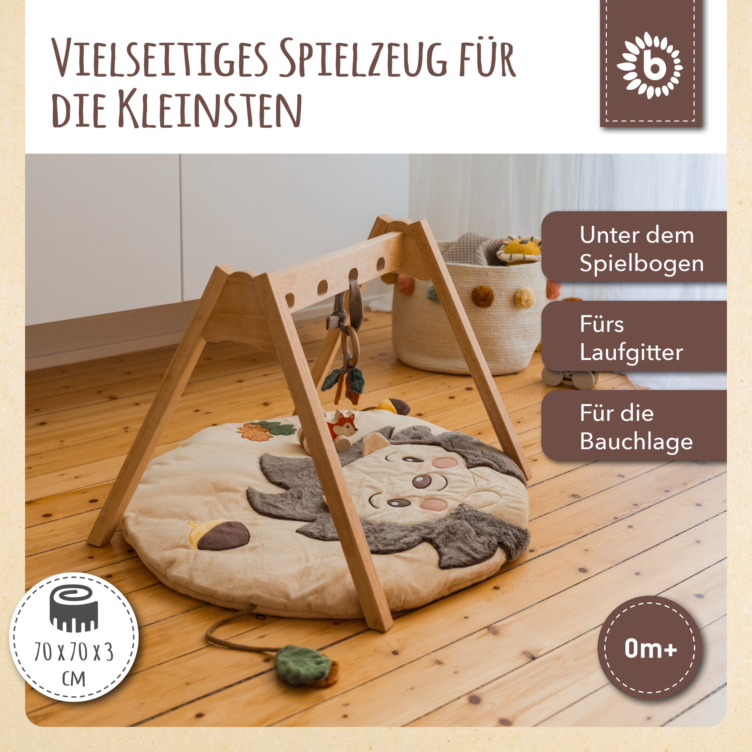 Krabbeldecke Bieco Baby Krabbeldecke Ø 70 cm Igel Motiv Activity Decke Baby günstig online kaufen