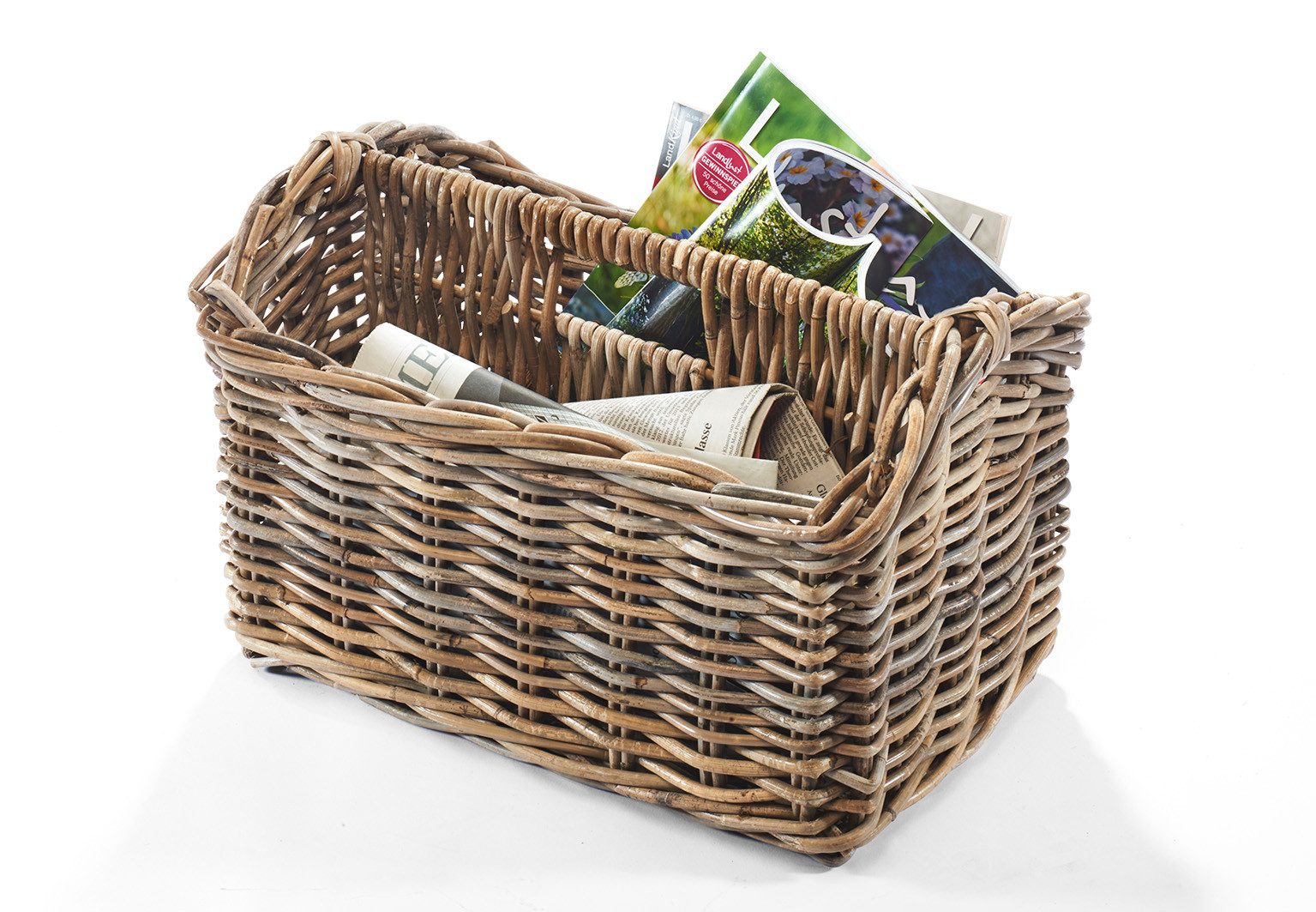 Kobolo Zeitungsständer Magazinsammler Zeitschriftenkorb aus Rattan günstig online kaufen