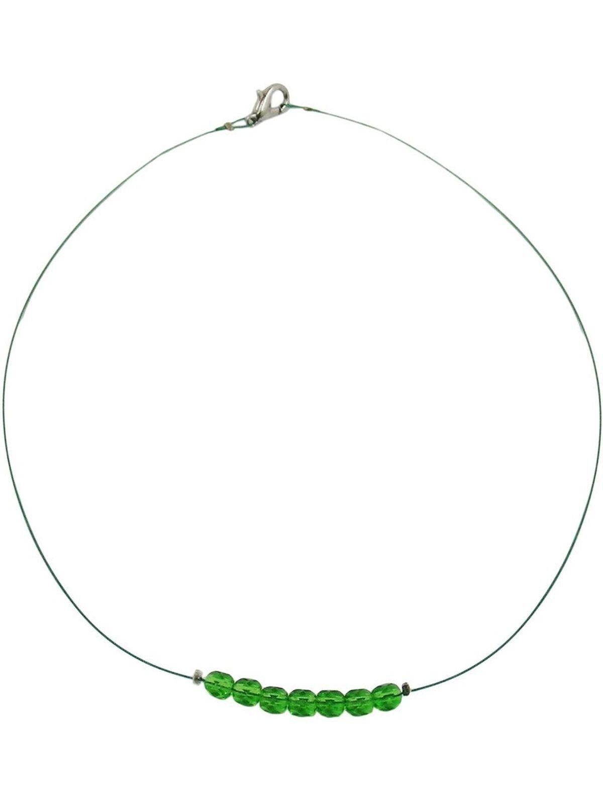 Glasperlen (1-tlg) Gallay Perlenkette 40cm mit facettierten Drahtkette grün