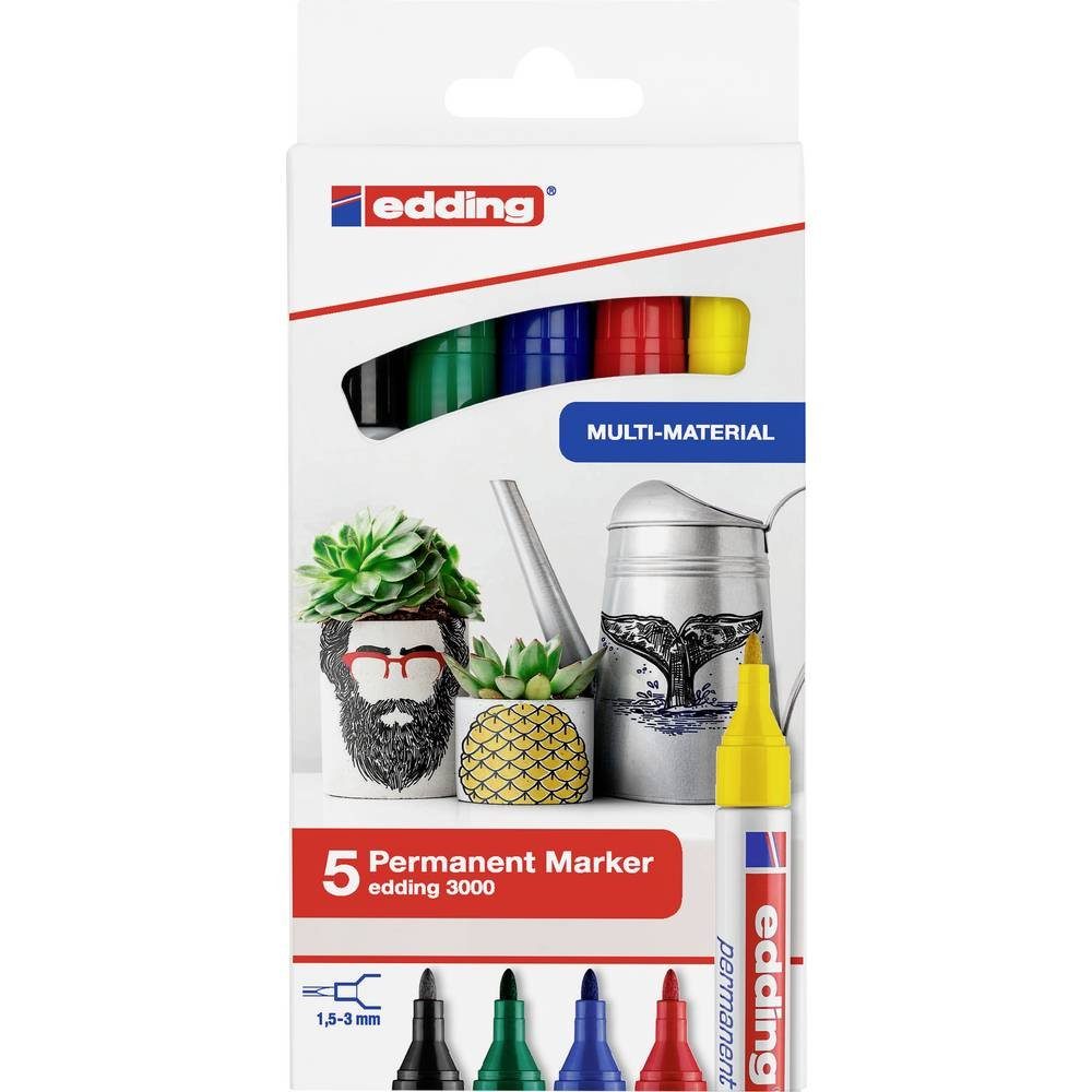 edding Permanentmarker Permanentmarker 5er-Set sortiert basic 4-3000-5