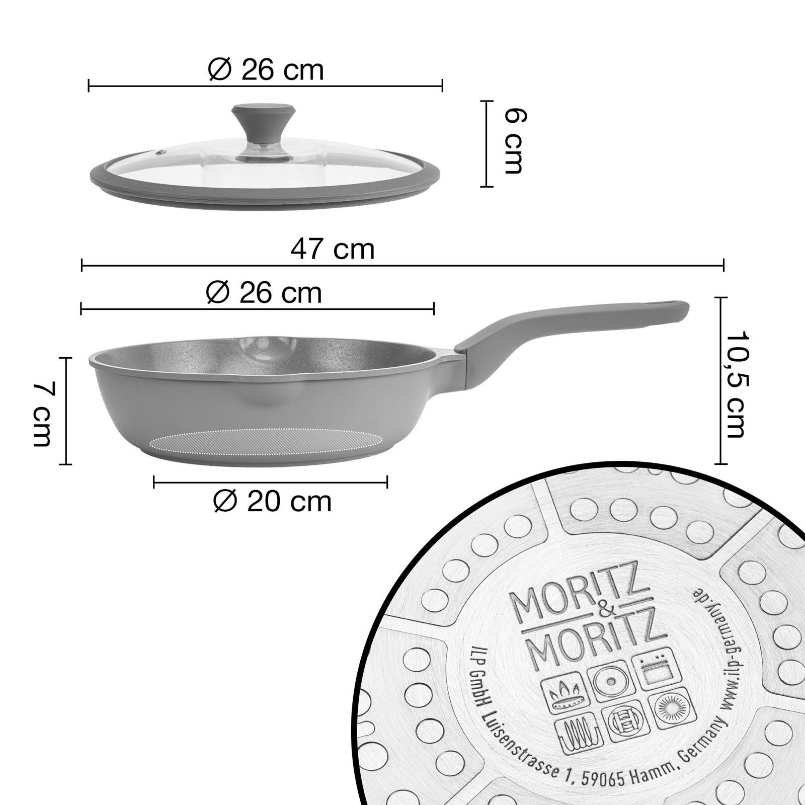 Moritz & Moritz Bratpfanne Multipfanne mit Deckel, grau, Aluminium (Set), antihaft