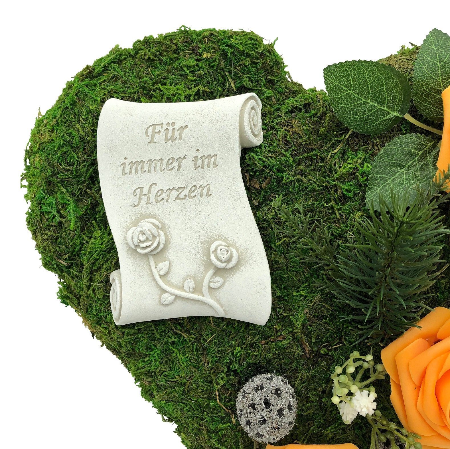 Gartenfigur Grabgesteck Grabschmuck Grab Gesteck - Für immer im Herzen - 30cm