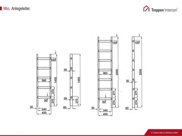 Treppen Intercon Raumspartreppe Intercon Mio, Anlegeleiter, Holzleiter, Stufen offen, Anlegeleiter mit vollflächig begehbaren Stufen