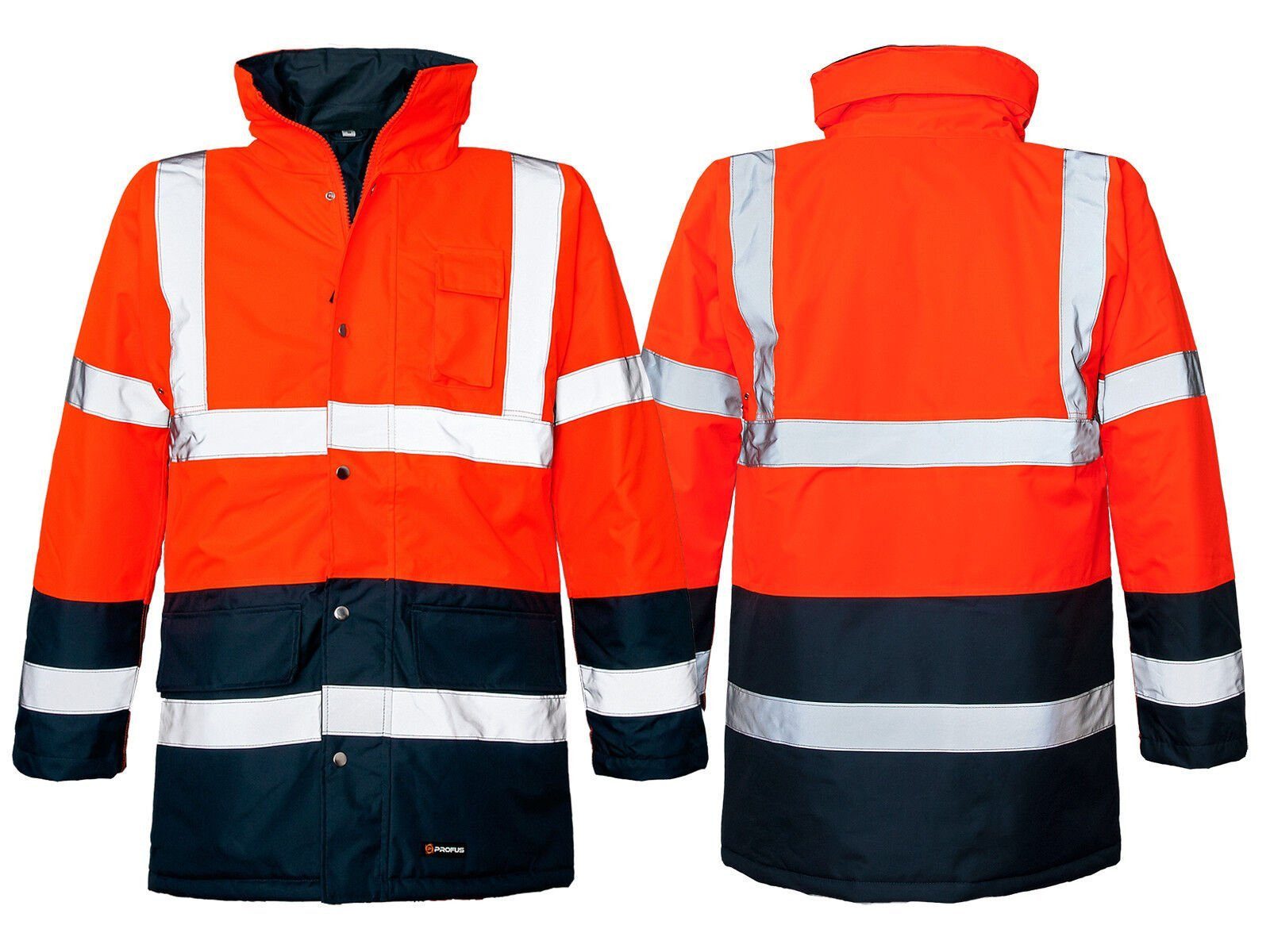 Profus Arbeitsjacke PROFUS Winter Warnjacke Warnschutzjacke- orange mit Kapuze
