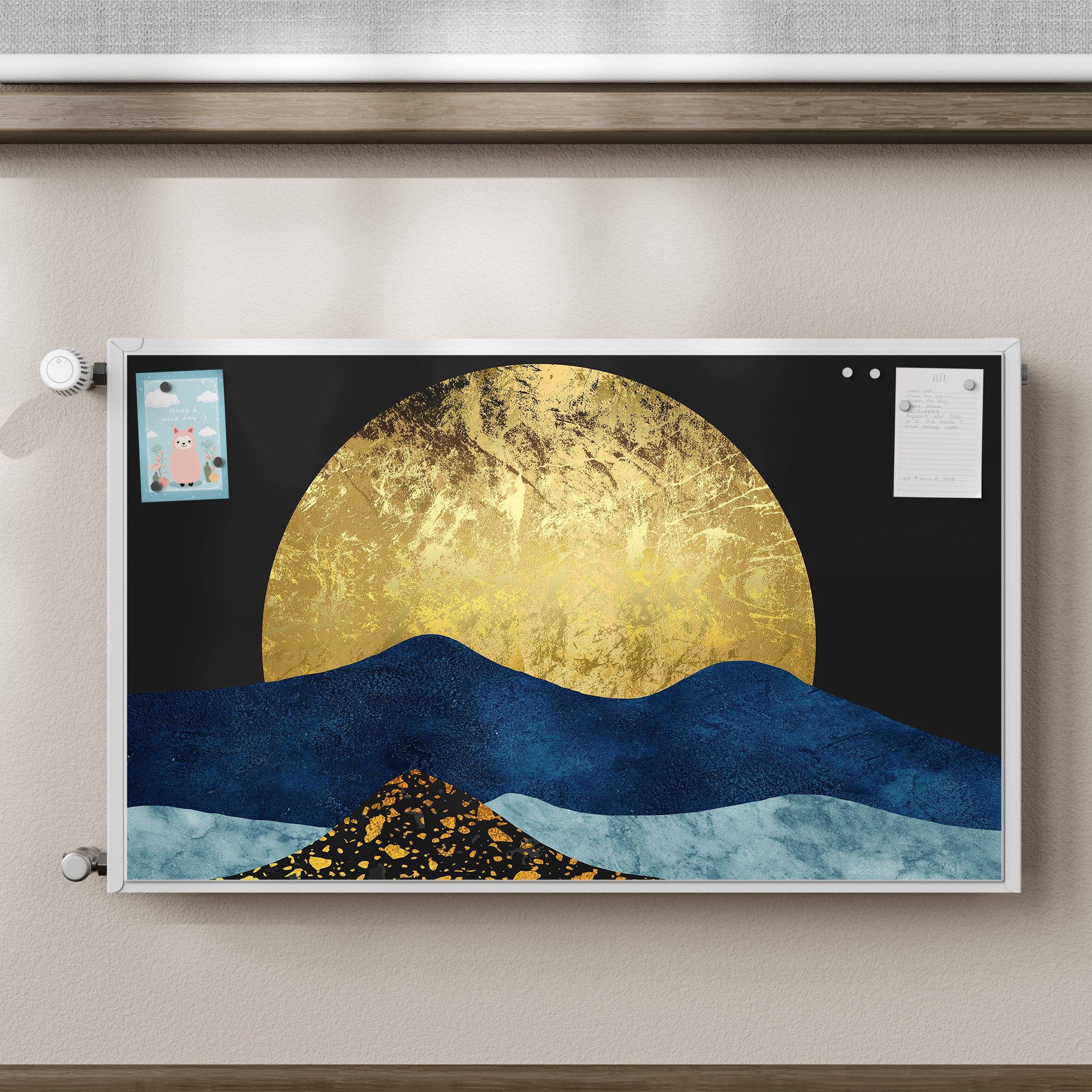 Thumbnail - DEQORI Magnetfolie 'Goldene Mondnacht', beschreibbar Heizung Magnetmatte magnetisch Magnetfolie