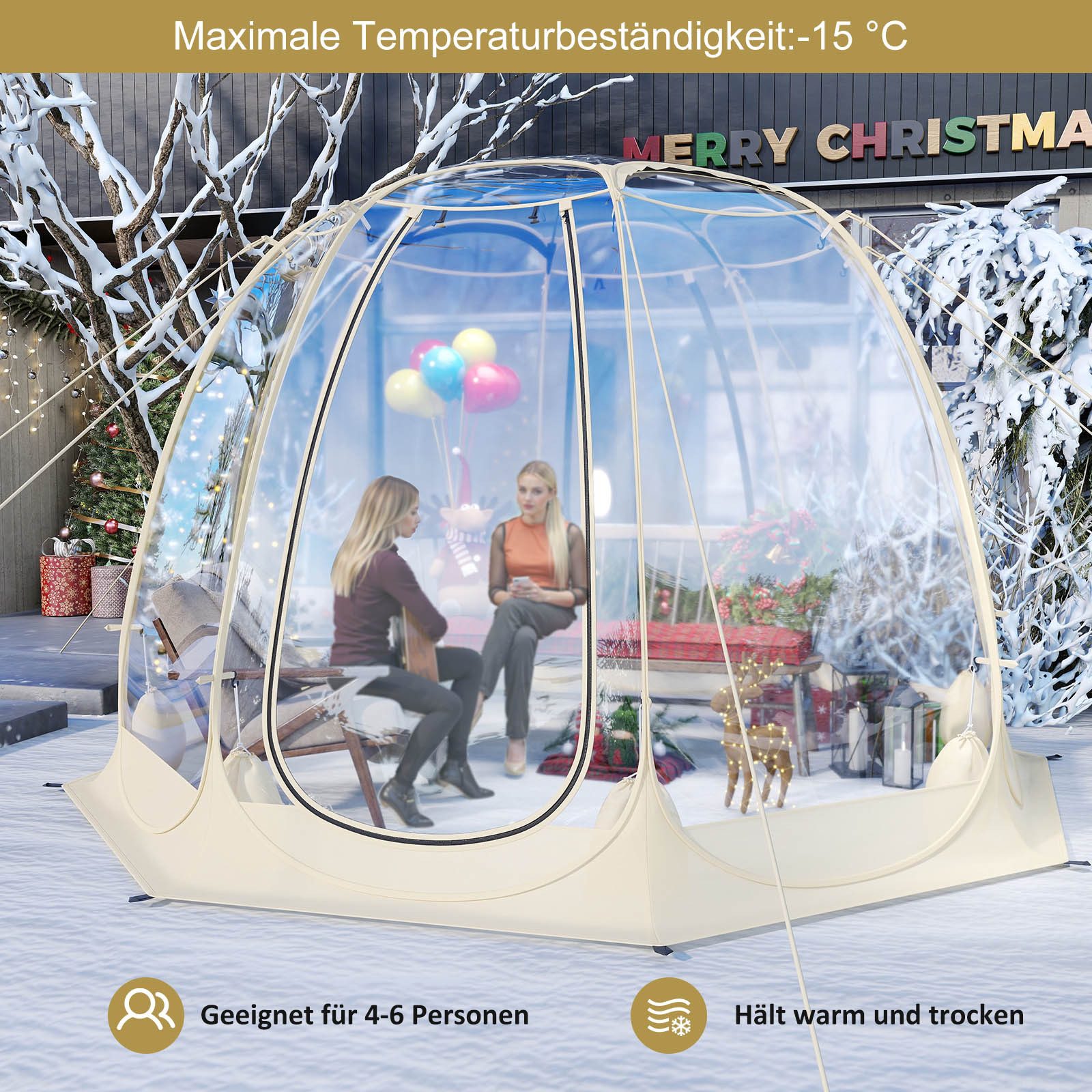 COSTWAY Wurfzelt, Personen: 6, Pop Up Zelt wetterfest, 265x265cm, bis -15℃