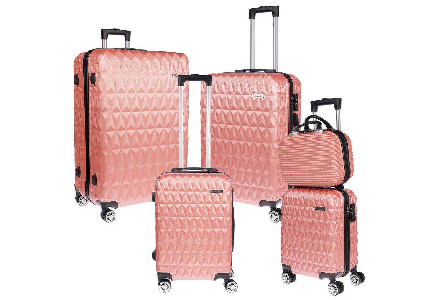 Weissmantel Kofferset 5er Koffer Set Hartschalenkoffer Kofferset XL Bordgepäck Handgepäck, (Suitcase 5 teilig Rollkoffer, Hartschalenkoffer Set, Reisekoffer, Kofferset, Koffer Set, Tolley Set)