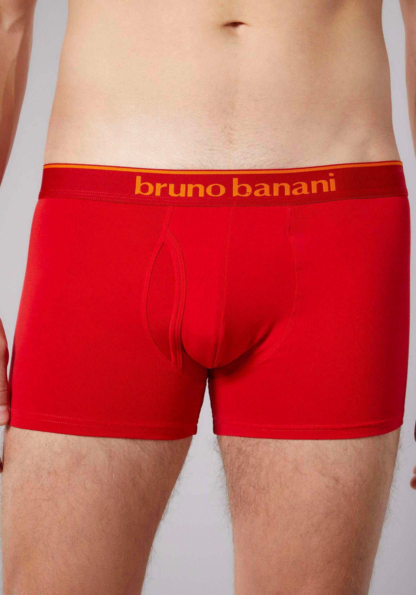 Bruno Banani Boxershorts 2Pack 2-St) Access (Packung, Details Quick Kontrastfarbene Short rot-schwarz