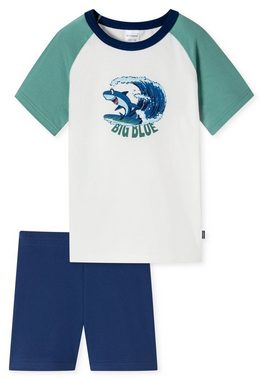 Schiesser Shorty "Casual World" (2 tlg) T-Shirt im College-Look mit Hai-Motiv