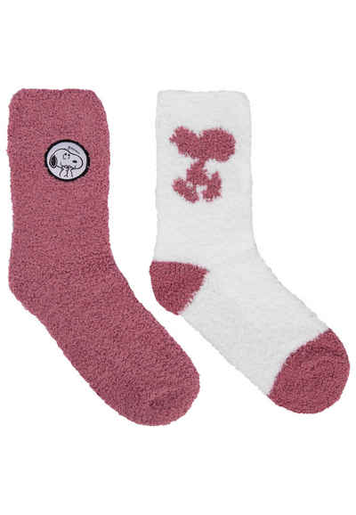 United Labels® Socken The Peanuts Snoopy Kuschelsocken Damen - warme Socken Pink (2er Pack)