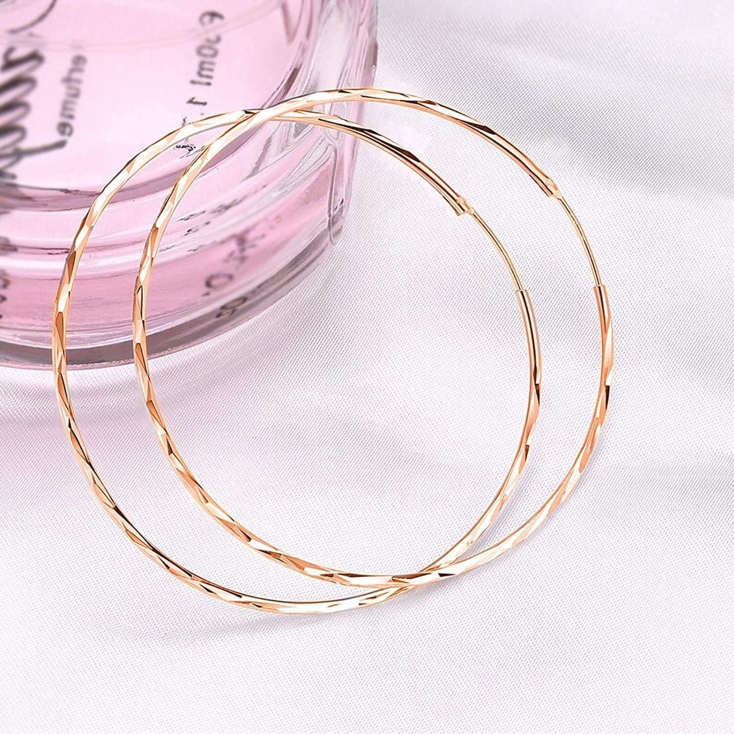 LuxusKollektion Paar Creolen Creolen 925 Sterling Silber Kreis Endless Roségold 30.0 Millimeter