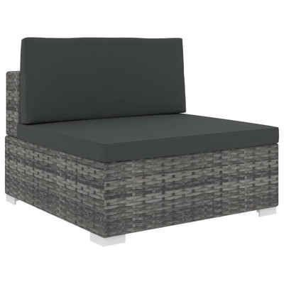 vidaXL Loungesofa Modular-Sofa-Mittelteil 1 Stk. + Auflagen Poly Rattan Grau, 1 Teile