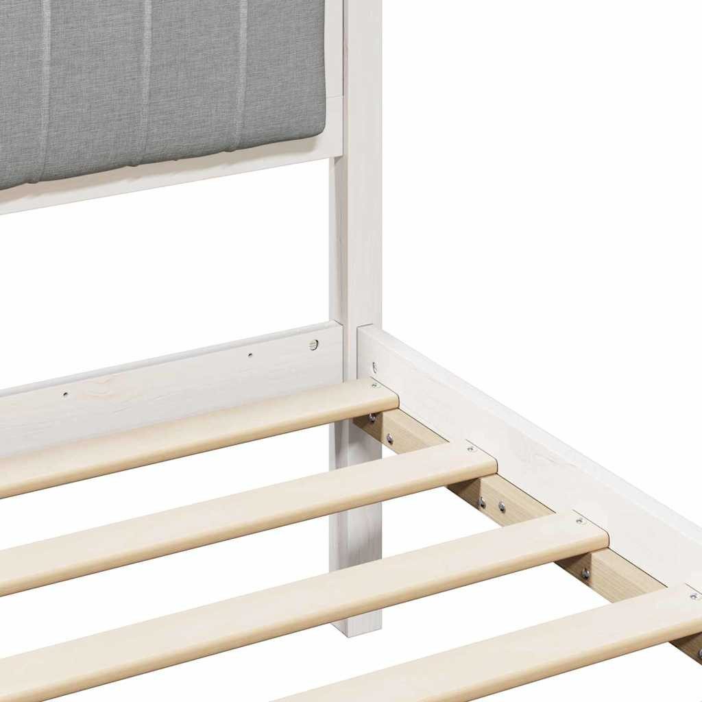 vidaXL Bed Frame White and Light Grey 140 x 190 cm Solid Pine Wood (1-piece)