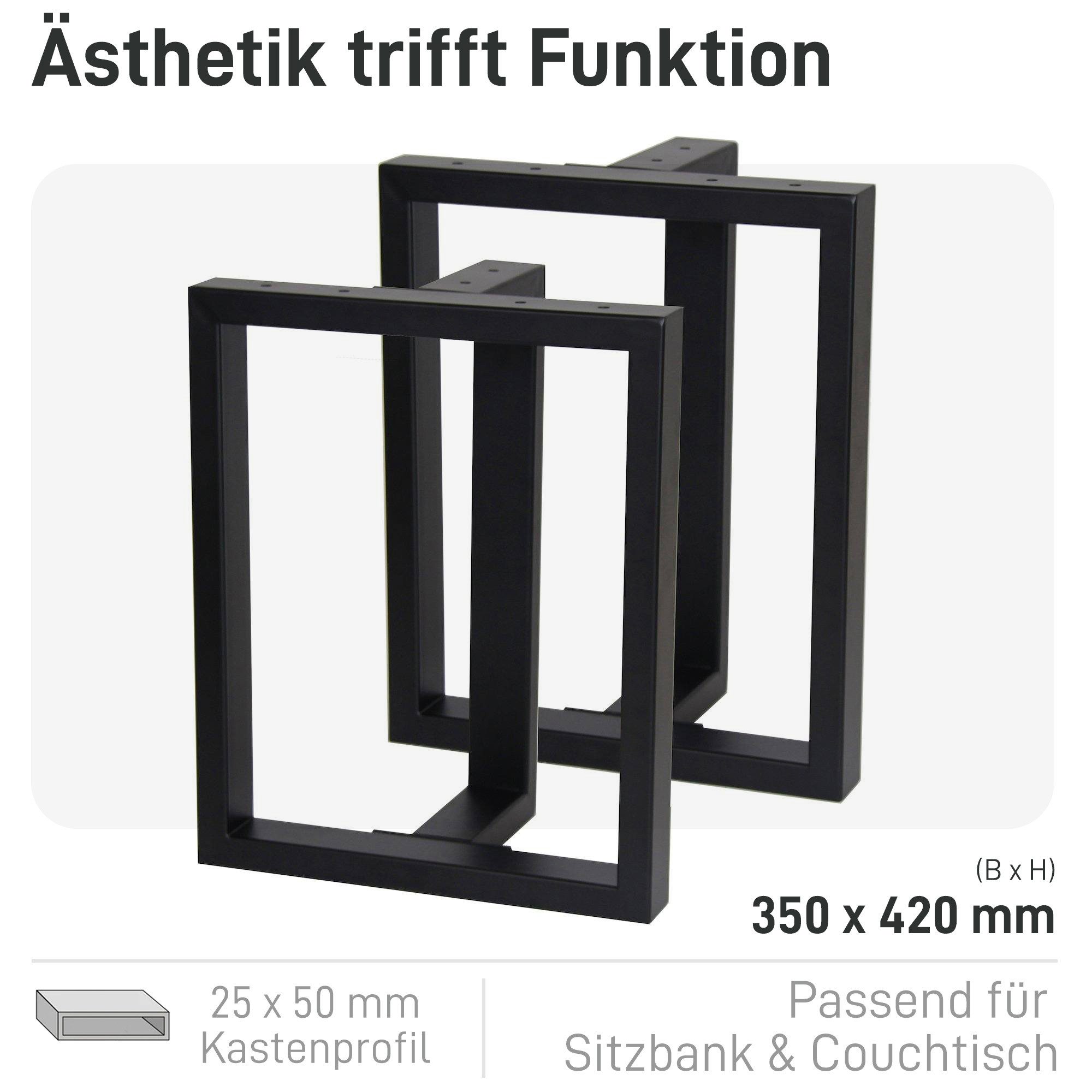 Natural Goods Berlin Möbelkufe T-FORM, (2-St), Tischgestell, Massiv, sehr belastbar, Stahl, Möbelbeine, Schwarz