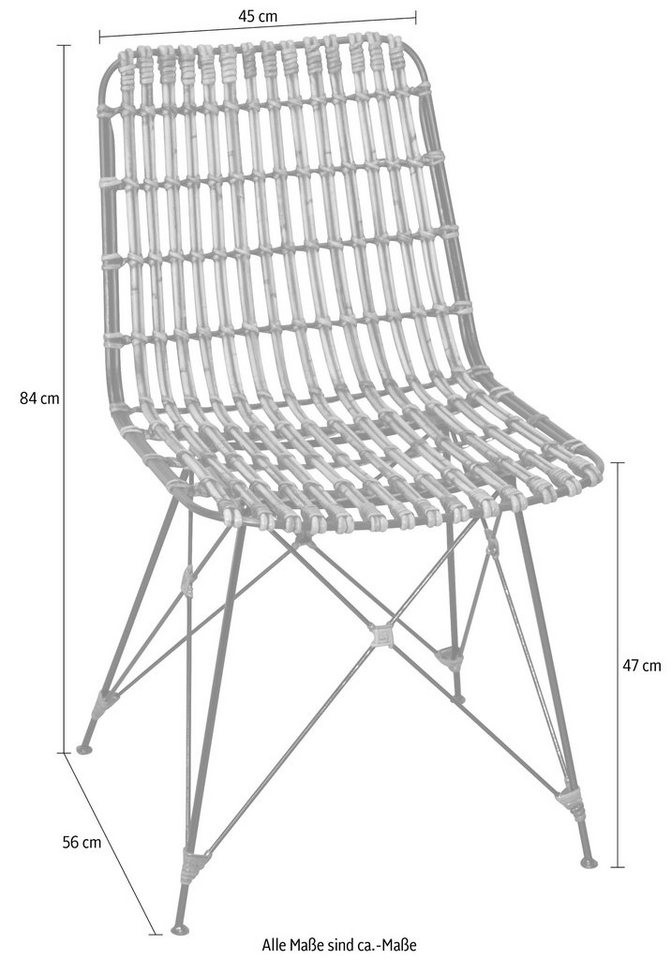 Home affaire Rattanstuhl, Maße (B/T/H): 45/56/84 cm