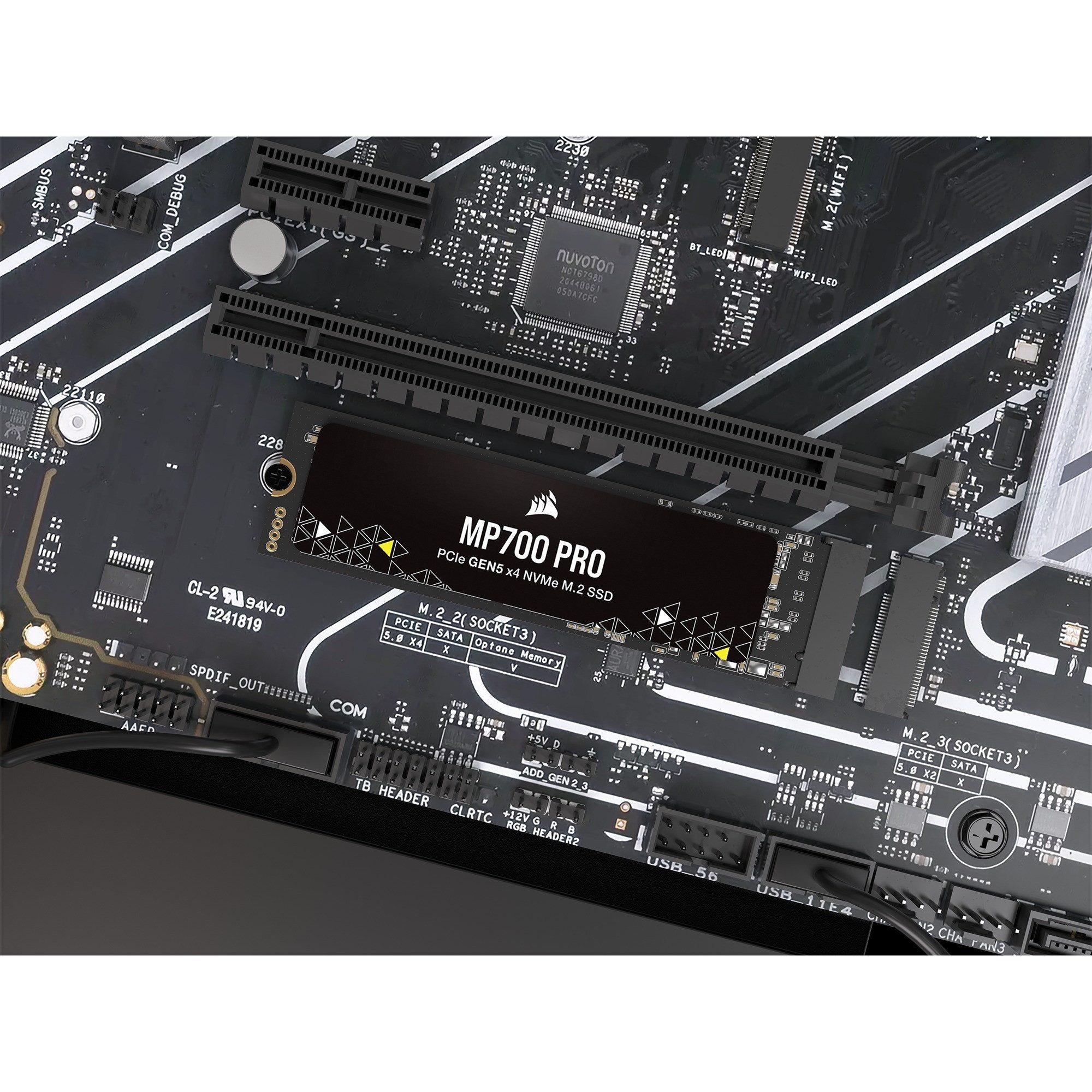 Corsair MP700 PRO 4TB M.2 2280 NVMe SSD Gen5 4000GB interne SSD (4 TB) M.2" 12400 MB/S Lesegeschwindigkeit, 11800 MB/S Schreibgeschwindigkeit, PCIe Gen5 x4, NVMe 2.0, 3D TLC NAND, DirectStorage Support