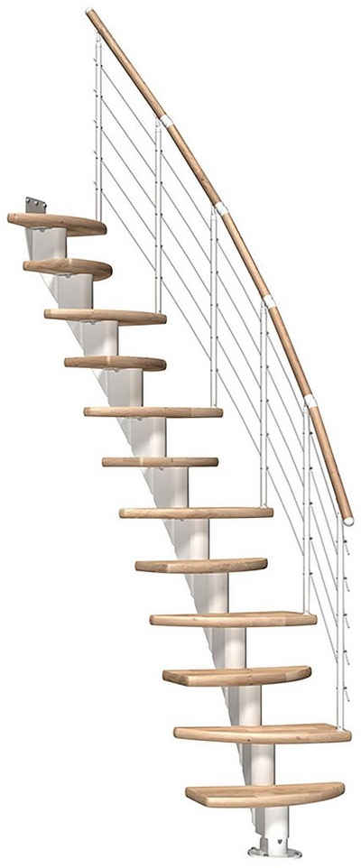 Dolle Mittelholmtreppe »Berlin«, für Geschosshöhen bis 292 cm, Stufen offen, Eiche, variabler Treppenlauf