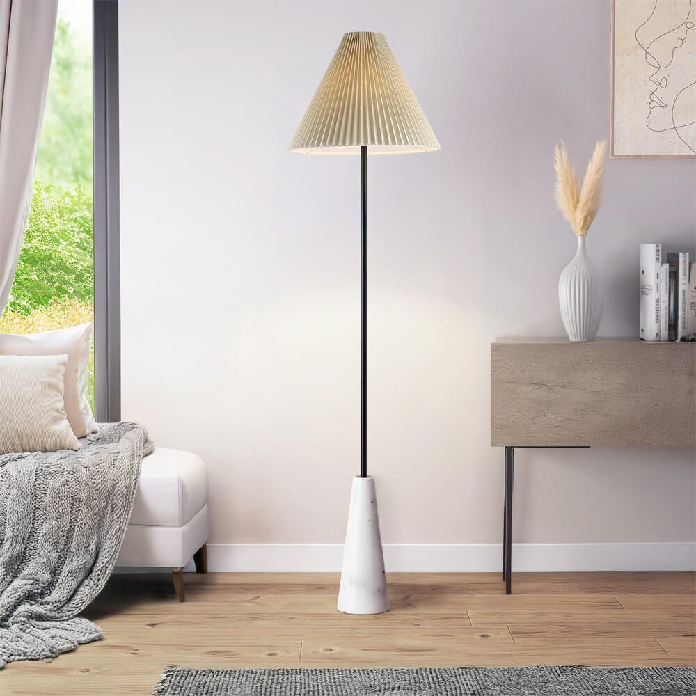 HOME DELUXE Stehlampe KEA in Marmoroptik - Weiß, weiche & blendfreie Beleuchtung, Wohnzimmerlampe