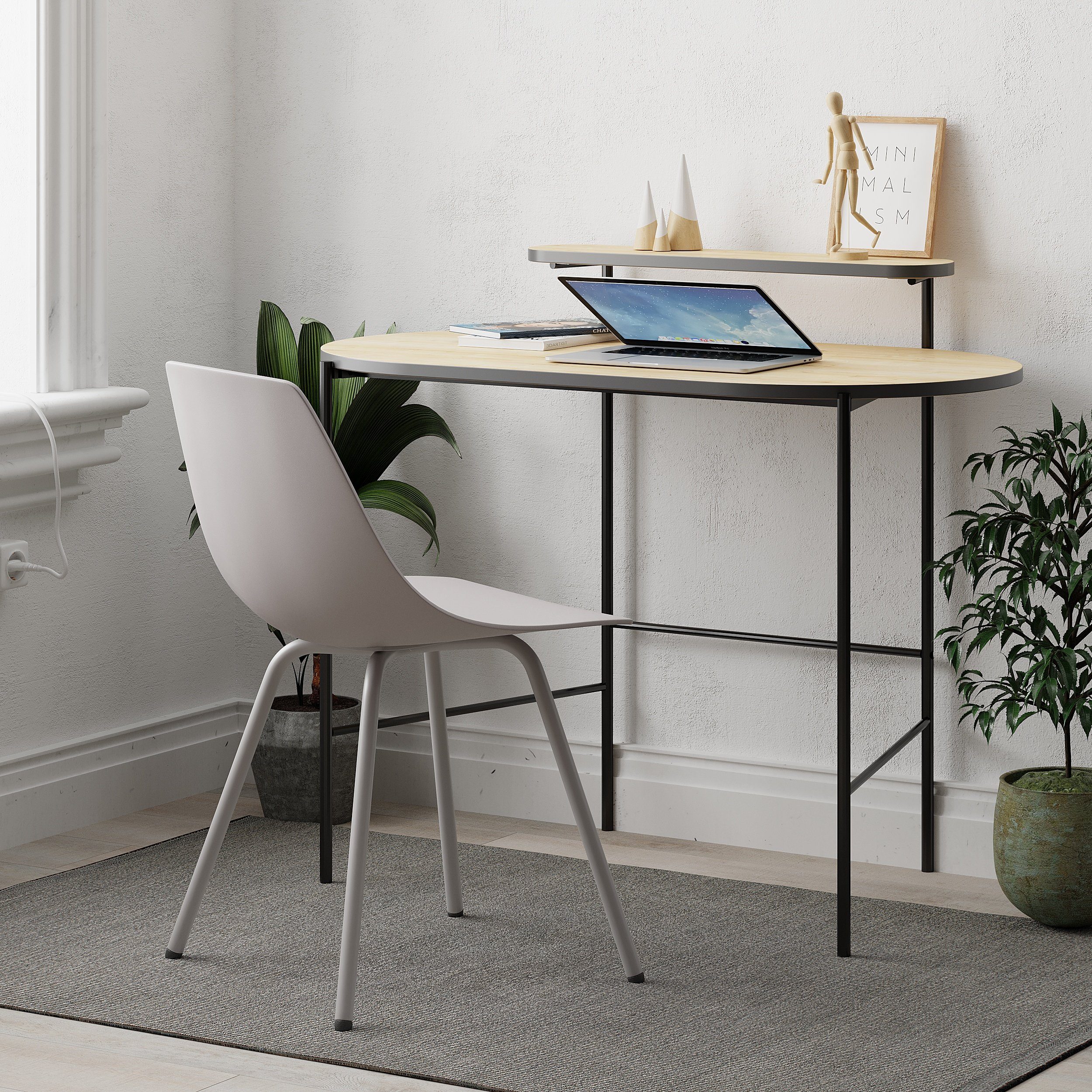 Decortie Arbeitstisch Loub (1 ticsh), Modern Schreibtisch Mit Monitorständer, 100 x 54 x 87 cm