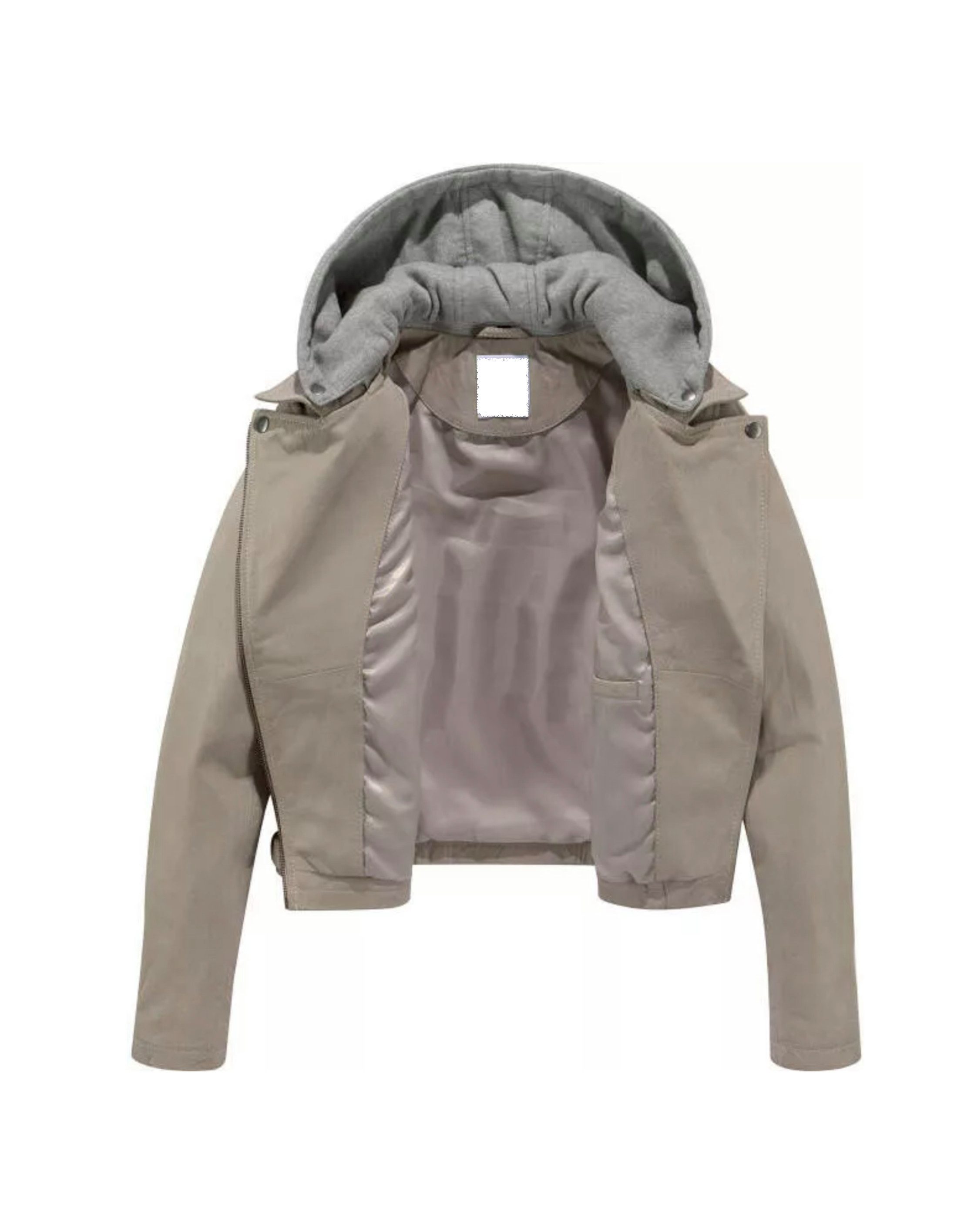 Keskin Collection Lederjacke Biker jacke in Kurzform abnehmbare Kapuze Lammnappaleder Lederjacke (Packung) mit abnehmbarer Sweat Kapuze