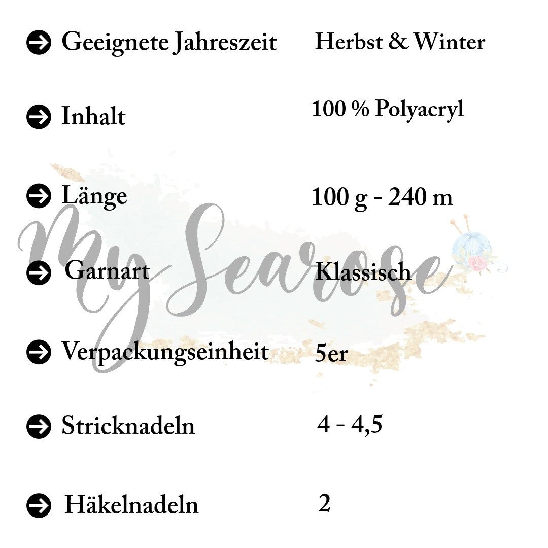 NAKO 5 x NAKO Bonbon Lüks Häkelwolle, 240 m, Strickgarn,Antipilling,Häkelgarn