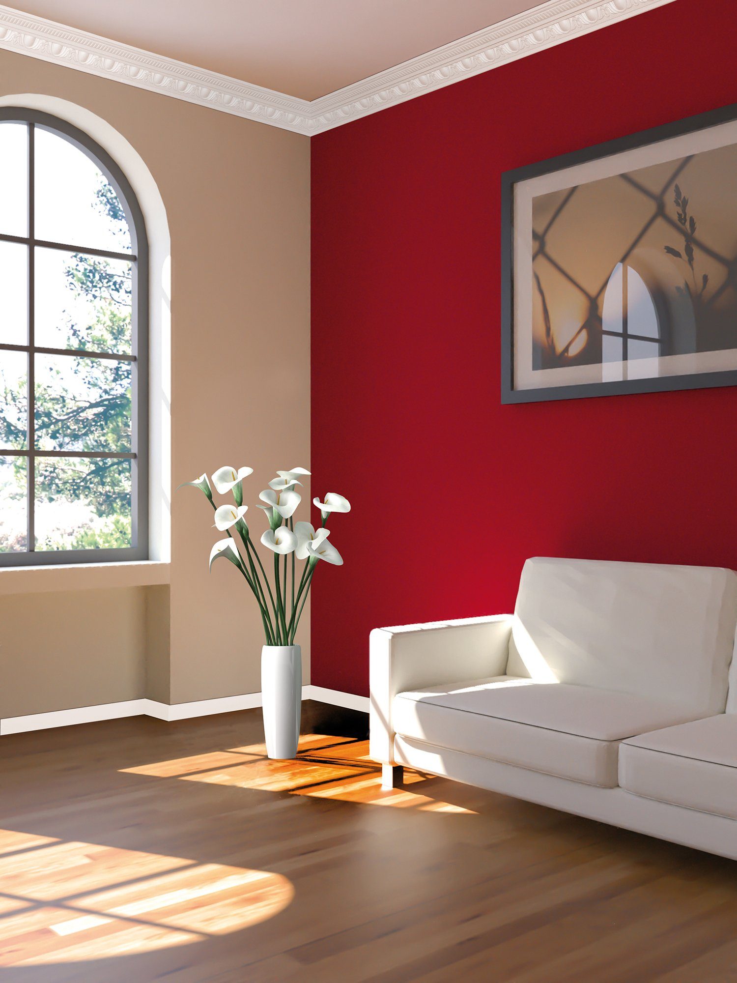 Homestar Zierleiste Tina (95 x 95 mm), Länge 2m, einfaches Verkleben mit HOMESTAR SX 100, Polystyrol, überstreichbar