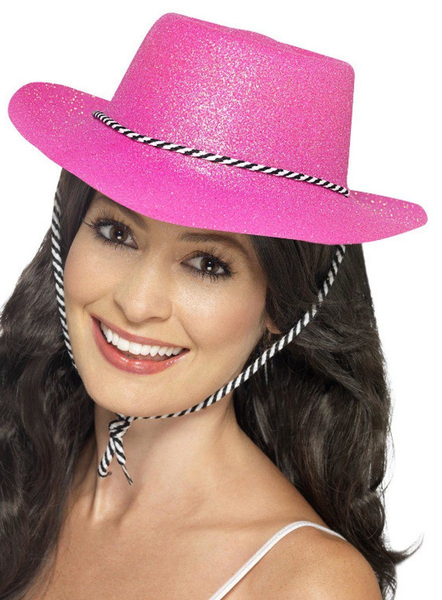 Metamorph Kostüm Glitzer Cowboyhut pink, Rosa Glanz und Glitter: da wird Wildwest zum Fest!