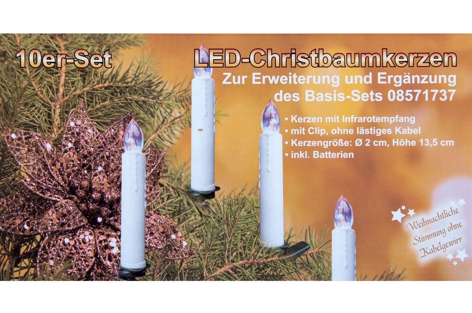 BURI Kugelleuchte 10er LED Christbaumkerzen Erweiterung