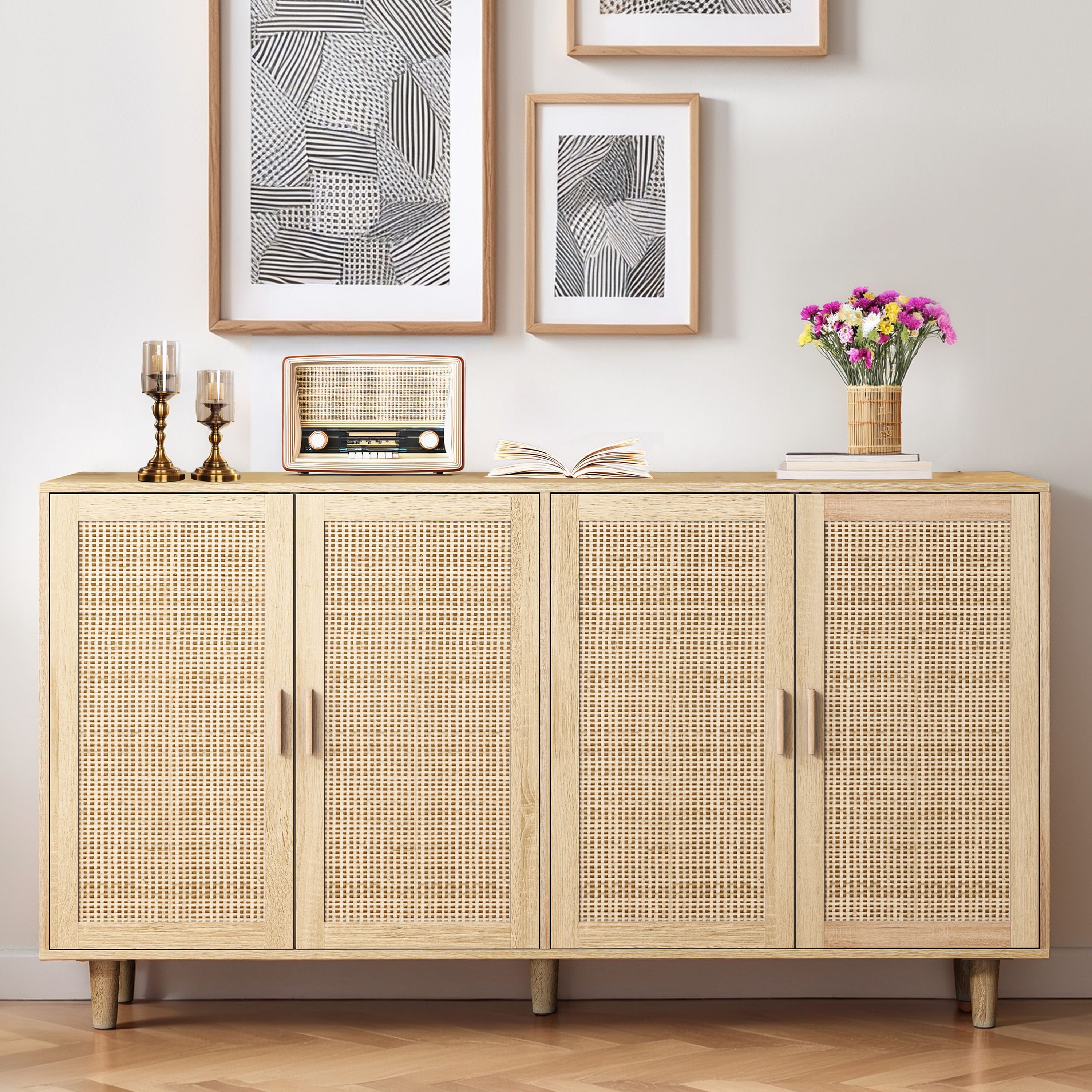 Celya Sideboard 158CM Sideboard Schlafzimmer, Rattanschrank, Aufbewahrungss günstig online kaufen