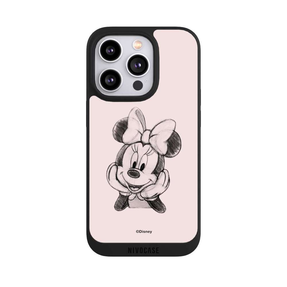 NIVOCASE Handyhülle Minnie Mouse Offizielles Lizenzprodukt Disney Minnie Posing Sitting, Apple iPhone 14 Pro Handyhülle Hülle NIVOpure Case Schwarz