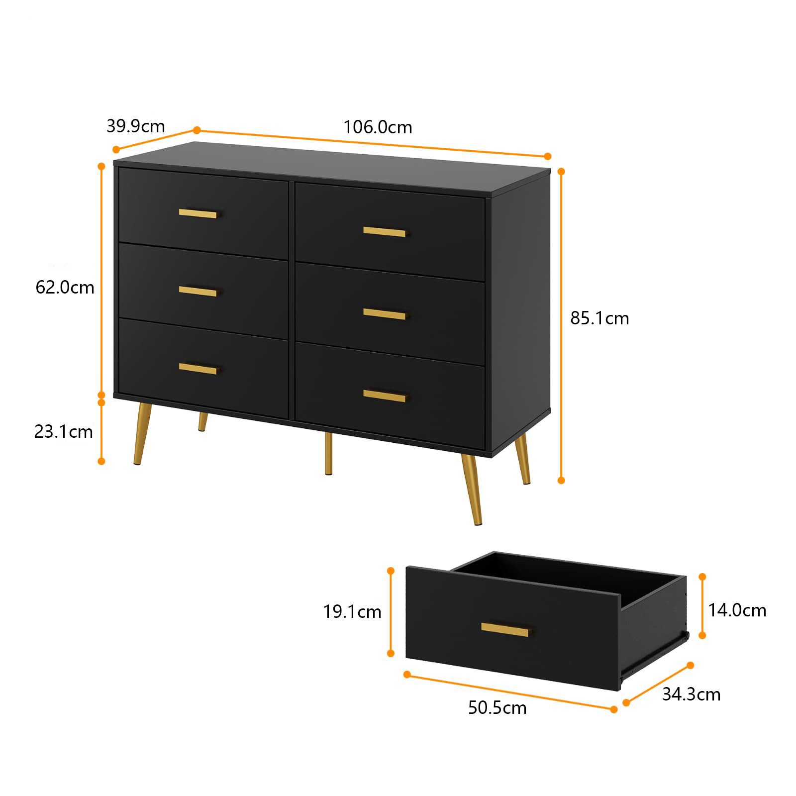 GarveeMore Kommode Kommode mit 6 Schubladen