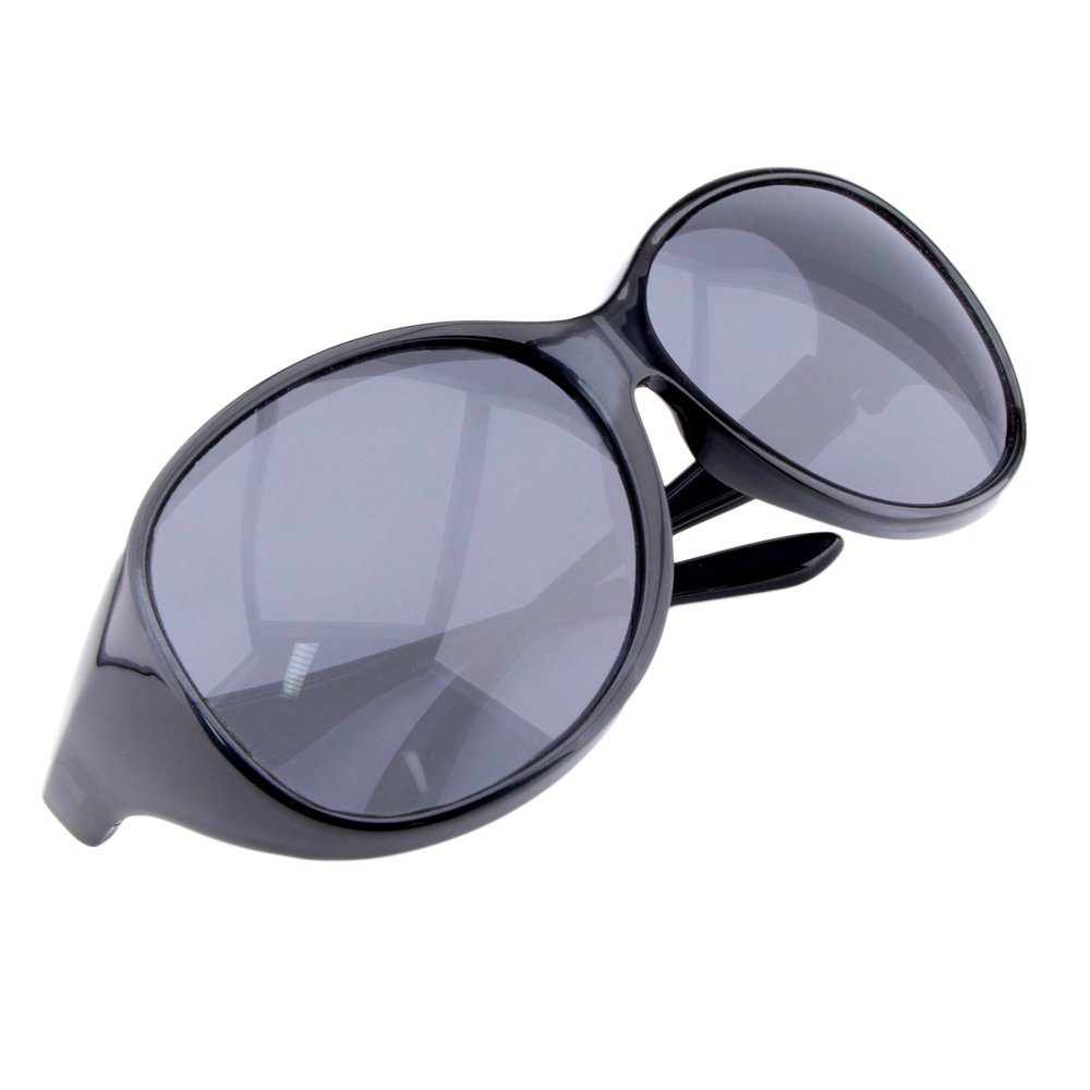 und SUNGLASSES Stil Schiebebox ActiveSol Sonnenbrille Brillenputztuch) Vintage (inklusive Schwarz Überziehsonnenbrille MEGA Damen