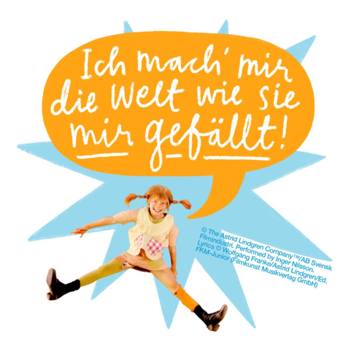 Spreadshirt Aufkleber Pippi Langstrumpf Springende Pippi Mit Sprechblase Sticker Aufkleber