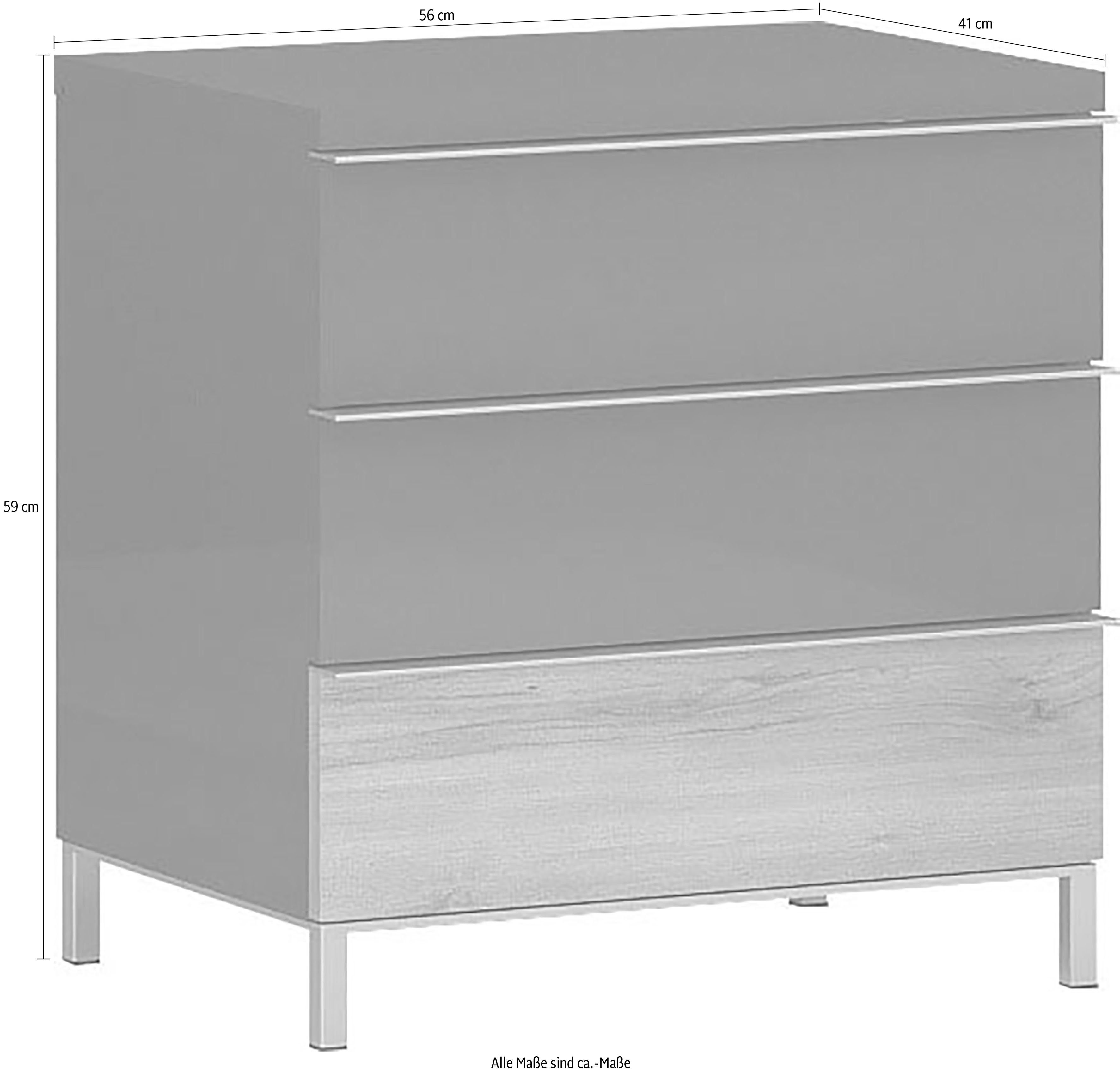 OTTO home Nachtkonsole Onyx, Nachttisch mit 2 oder 3 Schubladen, UV Lackierung Hochglanz, mit Soft-Close-Funktion, Maße (B/T/H) 56/41/43 oder 59cm