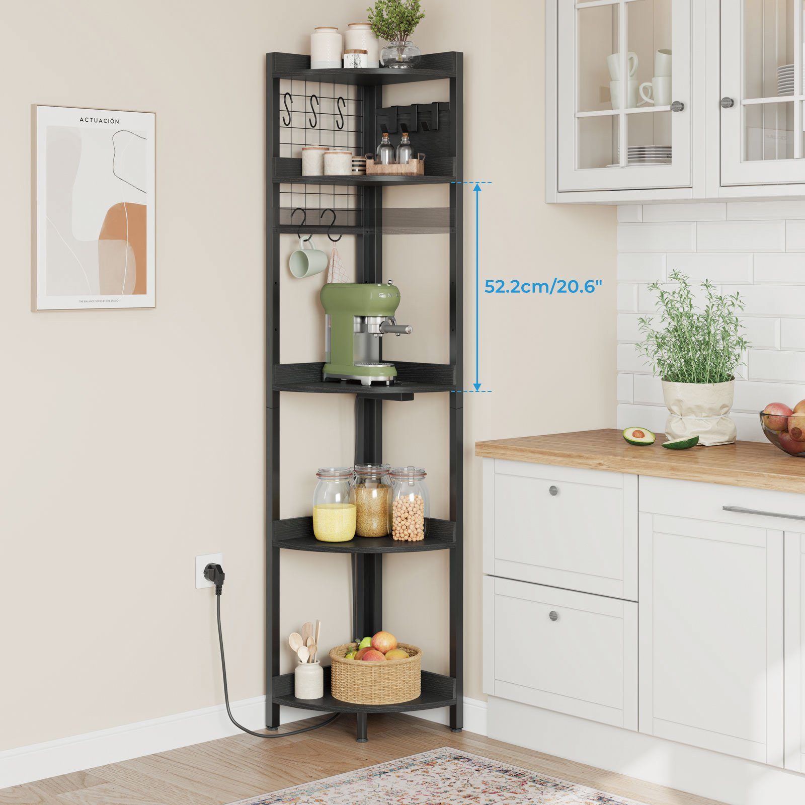 Dripex Eckregal 5 Ebenen Standregal mit LED Beleuchtung und Steckdosen,35x35x170cm – Bild 5 von 5