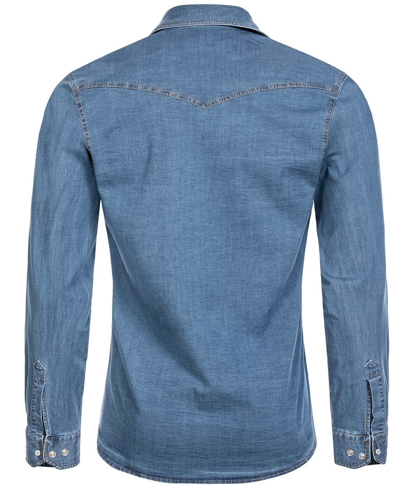 Rock Creek Jeanshemd Herren Jeanshemd Blau H-200B